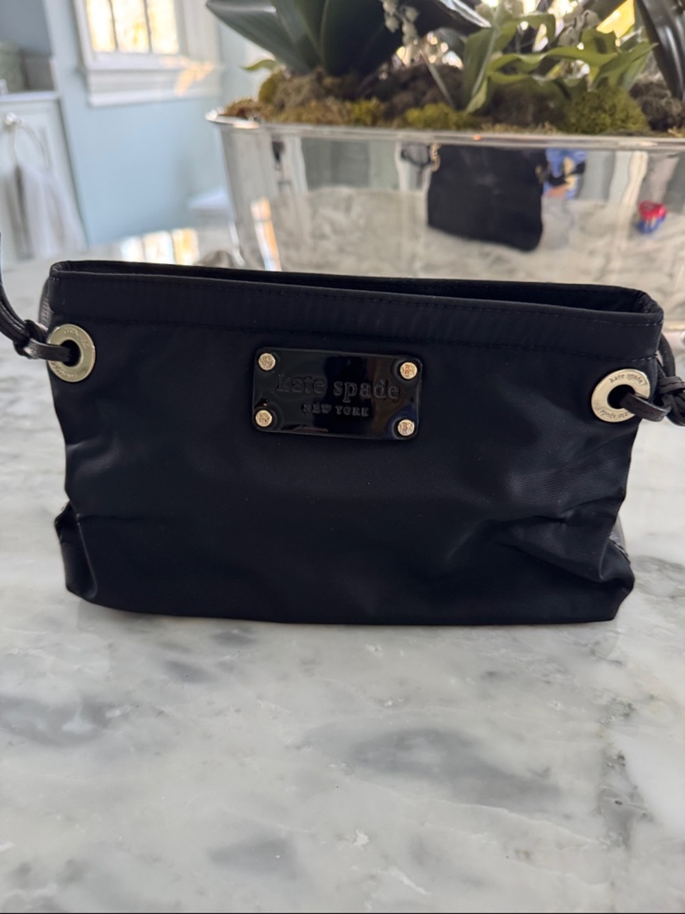 kate spade Black Nylon Clutch with Gold Hardware. Perfect condition.